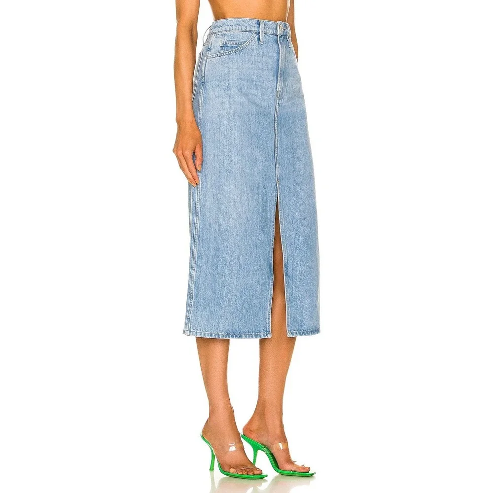 FRAME Le Italien Maxi‎ Skirt Denim Jean Skirt Size 29 Turin Wash Blue Chic Sexy